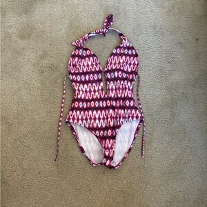 Pink and purple boho one piece swimsuit
